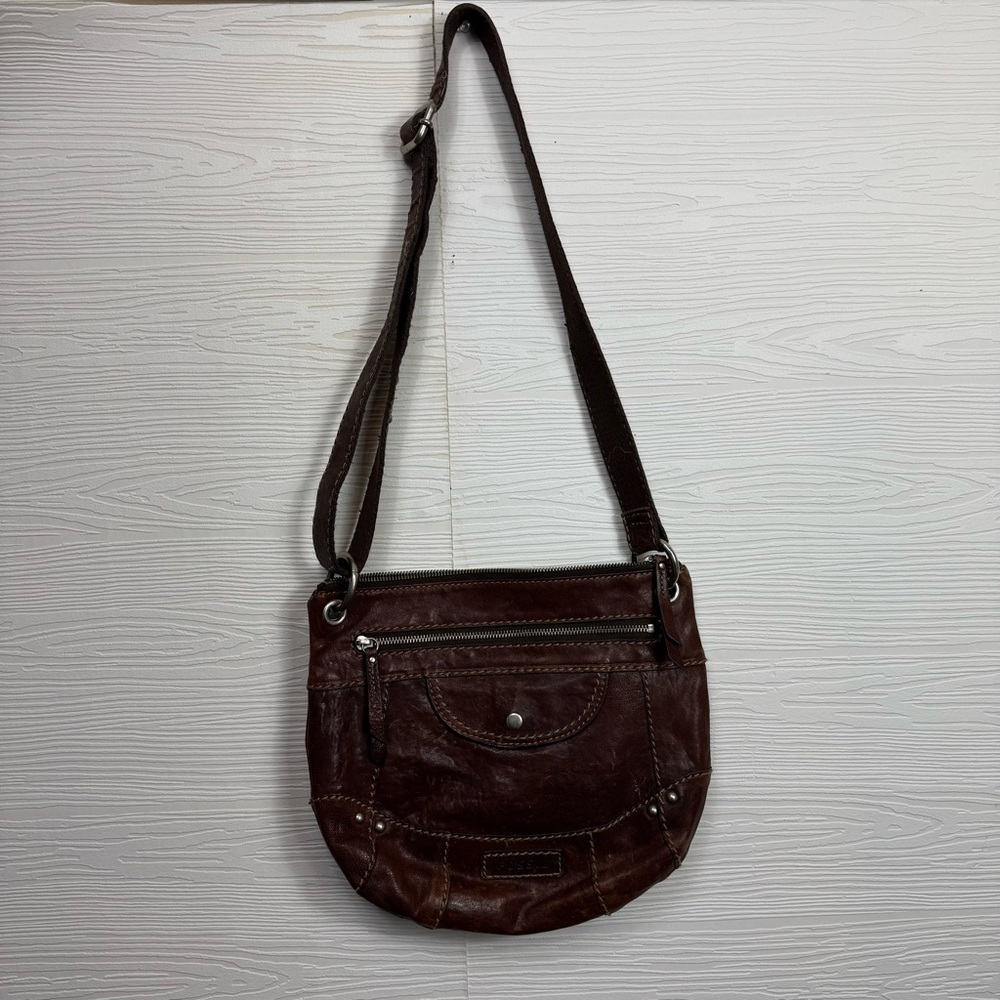 Fossil Brown Leather Crossbody Bag